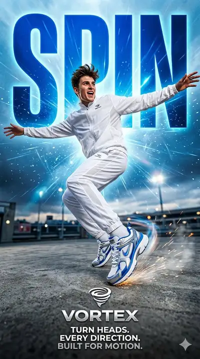 High-Energy Sneaker Ad Poster