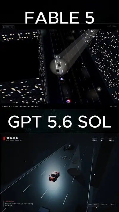 High-speed police car chase animation in a single HTML file