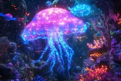 Oceanic Majesty Bioluminescent Scene