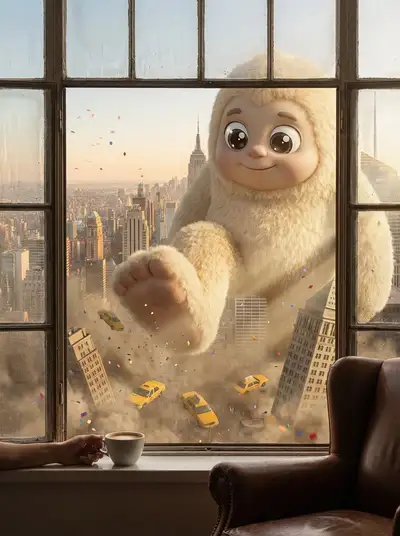 Cute Giant in NYC - Cinematic Prompt