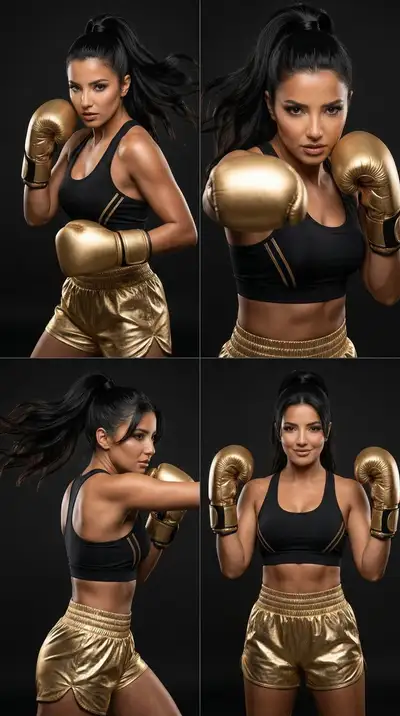 Luxury Boxing Editorial 2x2 Grid Prompt