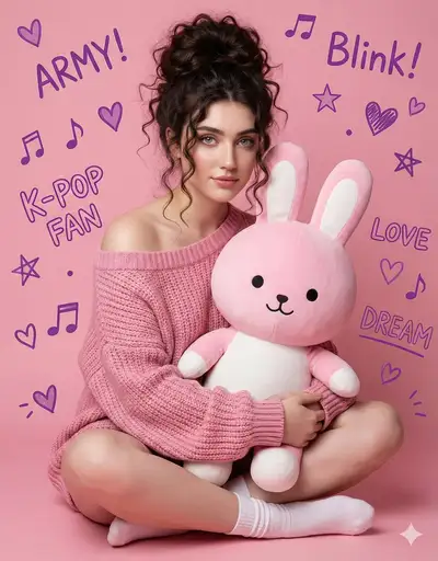K-pop Fan Inspired Portrait with Bunny Prop