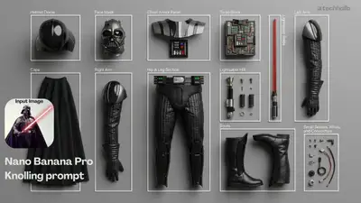 Objeto desarmado en estilo flat-lay knolling