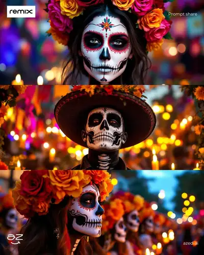 Dia de Muertos Skeleton Portrait Prompt