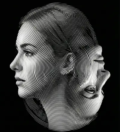 Portrait d'Illusion Optique à Double Orientation, Jeune et Vieille
