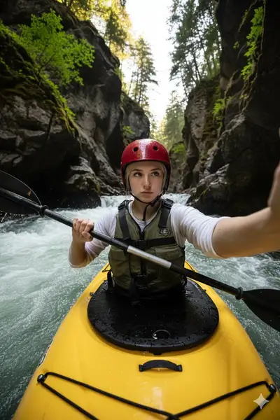 Selfie en kayak en Rocky Canyon