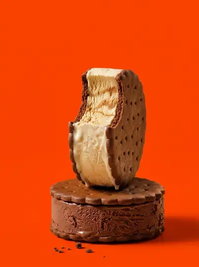 Chocolate ice-cream sandwich studio food still-life