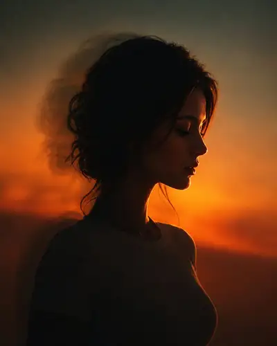 Cinematic Silhouette Portrait at Sunset