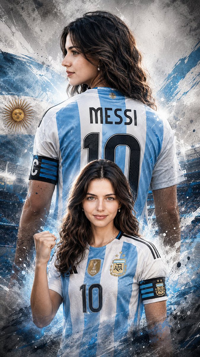 Argentina football fan poster with double exposure design