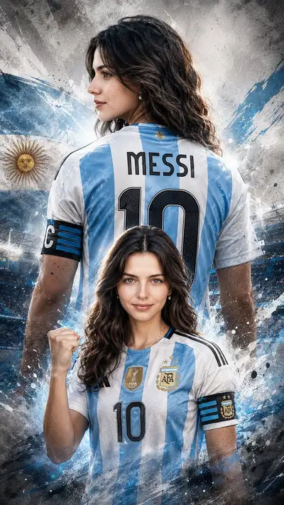 Pôster de torcedor argentino de futebol com design de dupla exposição