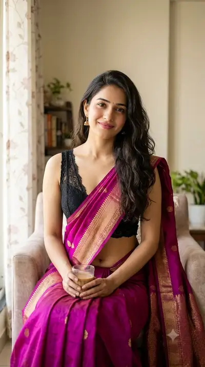 Vogue-style ethnic fashion portrait