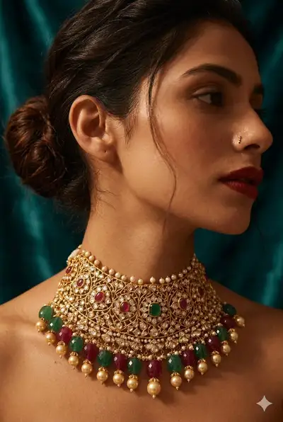Ultra-Realistic Fashion Editorial Portrait with Gold Choker