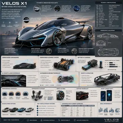 Plantilla de infografía de referencia de hipercoche futurista