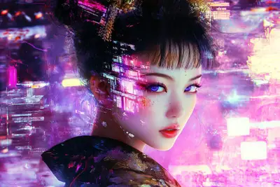 Glitch Glamour Portrait Prompt