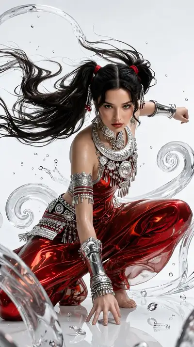 Fantasy Warrior Girl Dynamic Pose