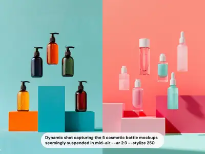 Dynamic Cosmetic Bottle Mockups Suspended in Mid-Air