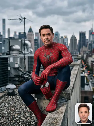 Fotorealistischer Spider-Man-Anzug-Porträt-Prompt auf dem Dach (GPT Image 2)
