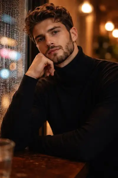 Cinematic Rainy Cafe Portrait