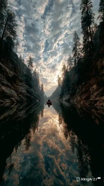 Drone Cinematic Shot: Man Adrift in Boat