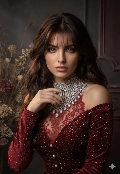 Elegant Woman with Diamond Necklace Portrait