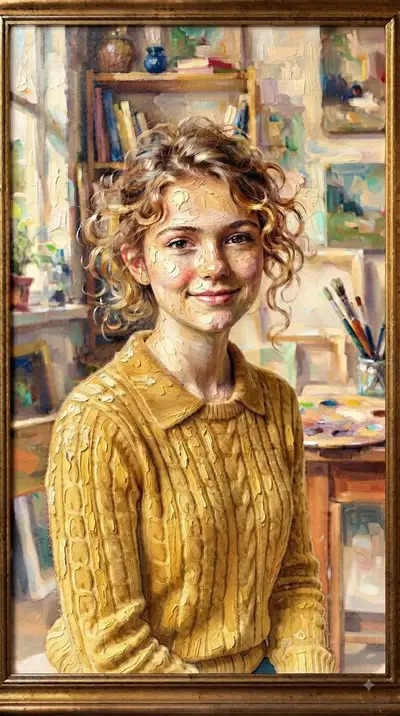 Artist Studio Portrait Ink Sketch Prompt