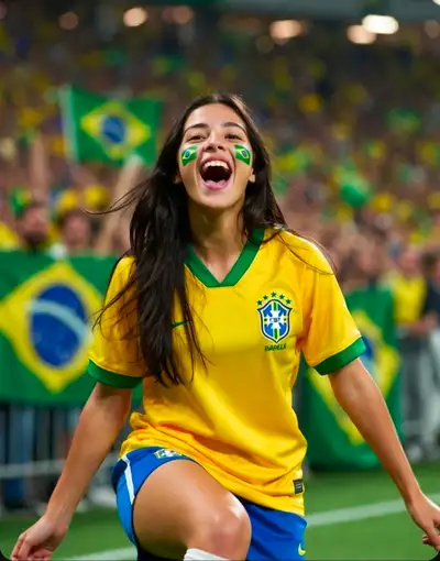Brazilian Soccer Fan Stadium Image Prompt