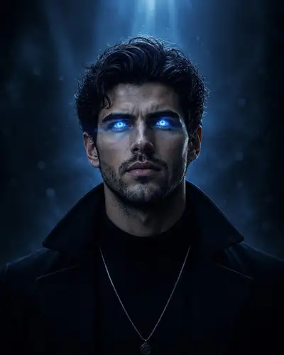 Cinematic Supernatural Portrait with Glowing Eyes