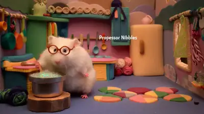 Flauschiges Stop-Motion-Hamster-Küchenmissgeschick-Video-Prompt
