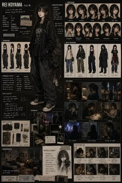 Anime Character Sheet Concept Art Prompt