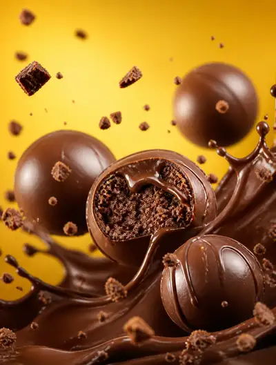 Chocolate-covered biscuit commercial product shot
