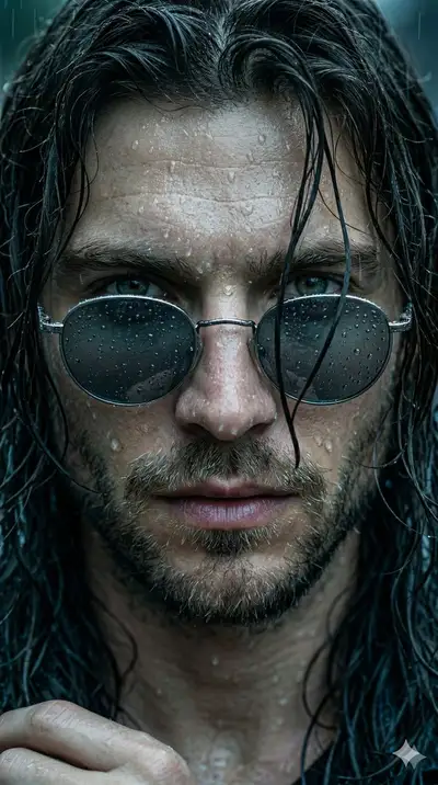Cinematic Rain-Soaked Portrait