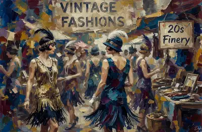Marché aux puces vintage des garçonnes des années 1920 comme peinture abstraite