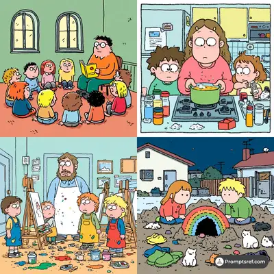 Cozy Storybook Style with Loose Black Lines