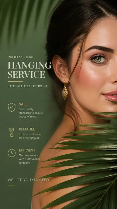 Beauty model face portrait framed with palm leaves