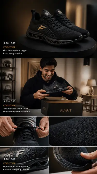 UGC sneaker unboxing video ad script prompt