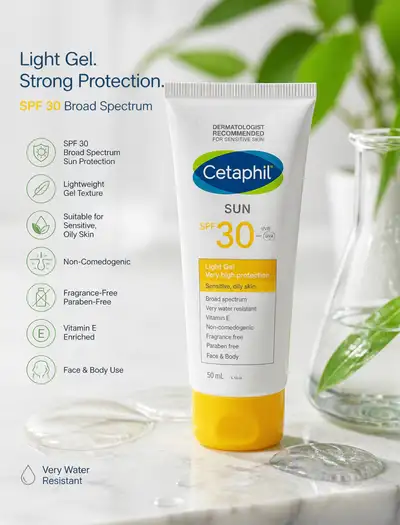 Anúncio de produto protetor solar Cetaphil SPF 30
