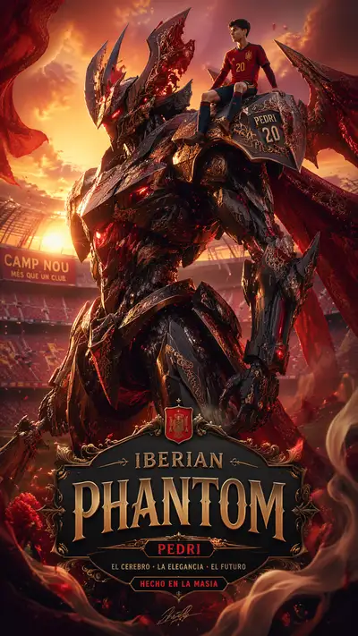 Spain World Cup mech poster: Iberian Phantom with Pedri
