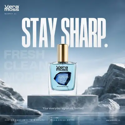 Cinematic perfume billboard advertisement two-scent set