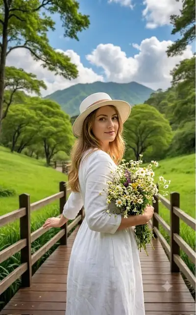 Ultra-Photorealistic Portrait on Rustic Bridge