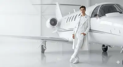 Hyper-Realistic Cinematic Portrait of a Boy by a Private Jet
