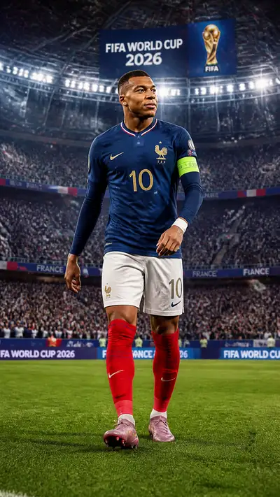 Kylian Mbappe France Kit Stadium Portrait