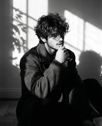 Moody Black-and-White Portrait Prompt