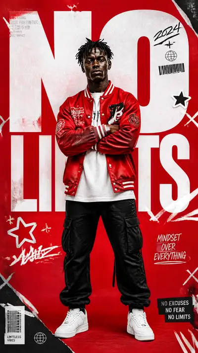 Red Varsity Jacket Male Streetwear Editorial Poster