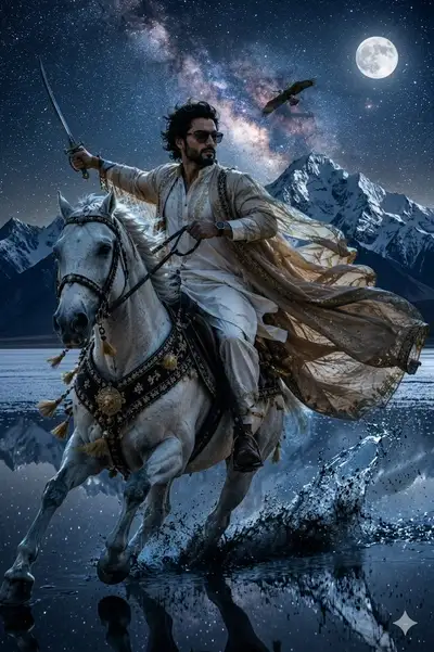Epic Midnight Horse Rider Fantasy Scene