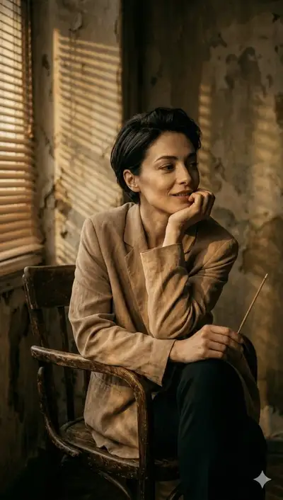 Cinematic Portrait of a Woman with Dual Hairstyles