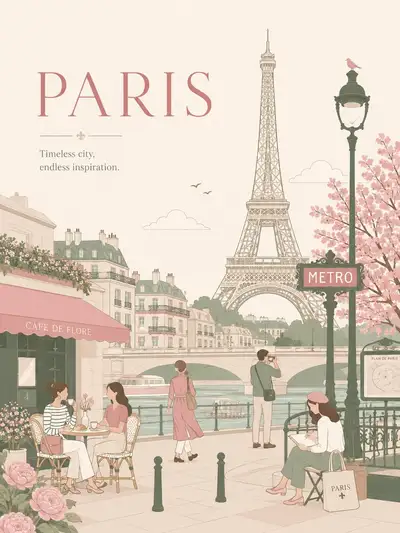 Premium Minimal Flat-Vector Travel Poster Prompt
