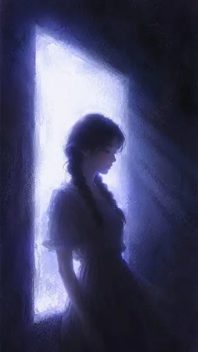 Dreamy Cool-Toned Silhouette Portrait Prompt