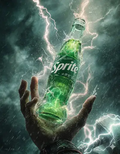 Set de pósters crossover de mano de superhéroe con lata de gaseosa