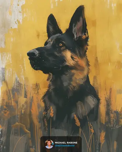 German Shepherd Painted Gradient Close-Up