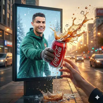 Surreal Coca-Cola Billboard Ad Photo Prompt